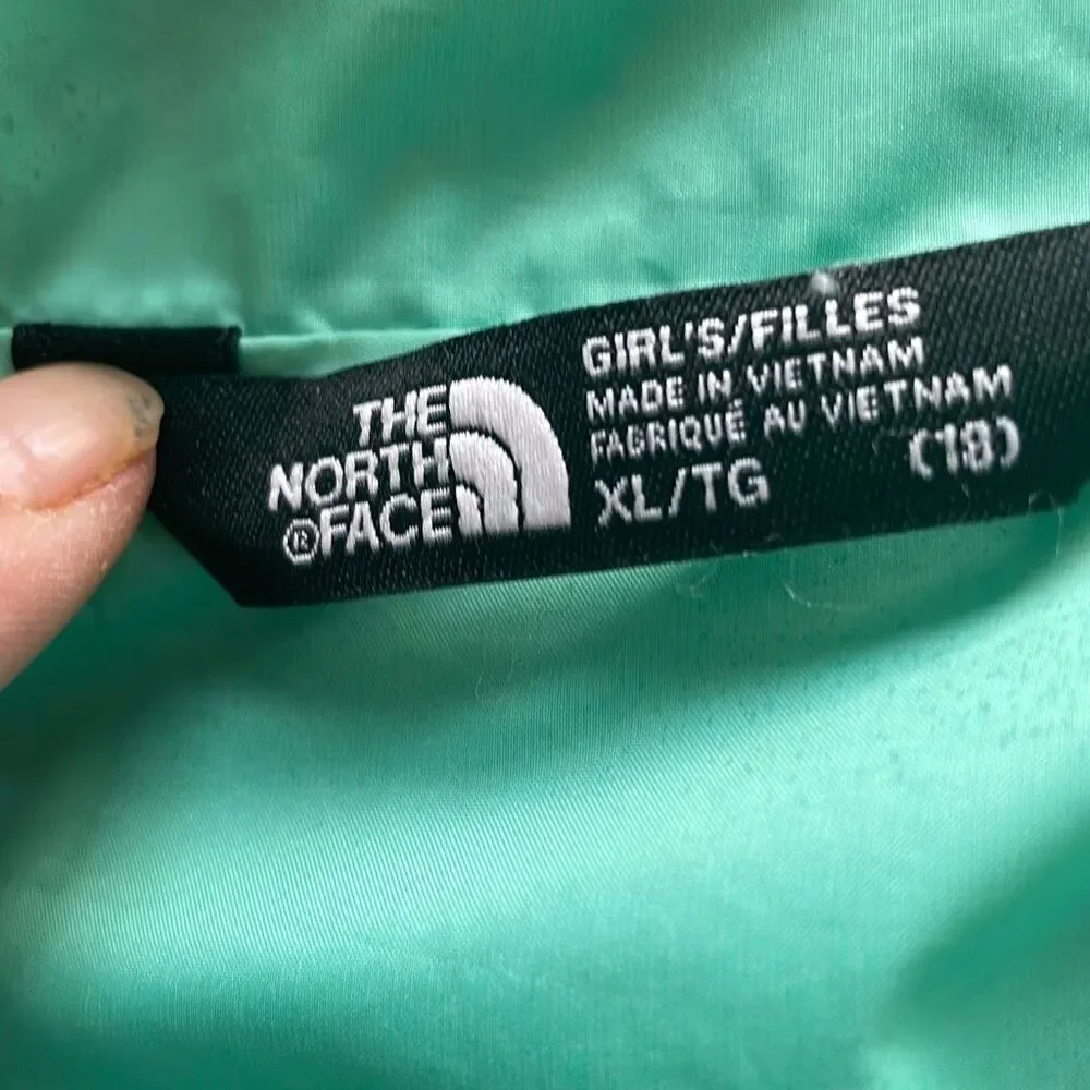 EUC! The North Face Gray Teal Mock Turtle Zip Up Puffer Jacket - Girls XL/Women’